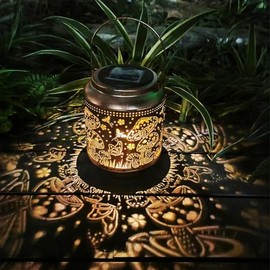 Neioaas Mushroom Solar Lantern - Waterproof Outdoor Metal LED Chandelier, Stylish Lawn Projection Light, Hollow Decorative Lantern for Garden, Courtyard & Yard,Perfect for Easter Celebrations