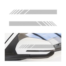 KVAEY 2 PCS Car Rear View Mirror Stickers, Automotive Anti-Collision Side Mirror Stripes Decals, Side Rear View Mirror Reflective Graphics for Vehicle, Exterior Car Accessories (Gray)