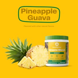 Amazing Grass Greens Blend Digest: Super Greens Powder Smoothie Mix for Digestion Support with Organic Spirulina, Chlorella, Beet Root Powder, Digestive Enzymes & Probiotics, 30 Servings