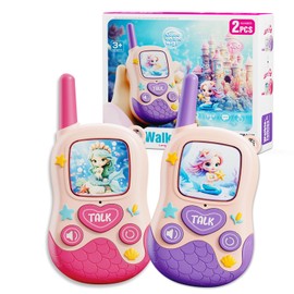 Walkie Talkies for Kids:2 Pack Kids Walkie Talkies Mermaid Toys for Girls 3 4 5-7 8 Year Old Girls Birthday Gifts for 4-6 7-9 Year Old, Camping Outdoor Toys Stocking Stuffers for Kids