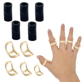 FOXMIND Pack of 10 Oval Finger Splints & Sleeves Kit, Arthritis Finger, Finger Joint Protection, Mallet Finger Splint, Finger Support Finger Orthosis for Broken or Tendinitis (10)
