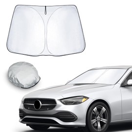 CDEFG Kompatibel mit Mercedes C-Class W205 2016-2021 / C-Class W206 2022-2023 2024 Sonnenschutz Abdeckungen Frontscheibe Sonnenschirm Die Vordere Schallwand Windschutzscheibe Auto Sonnenblende Zubehör