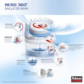Rubson AÉRO 360° Dehumidifier for Bathroom, Dehumidifier and Condensation, 1 Device + 1 Refill Pack of 450 g