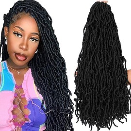 Soft Locs Crochet Hair 24 Inch 8 Packs Blcak Faux Locs Crochet Hair Butterfly Locs Pre looped Braids Synthetic Crochet Hair for Women (24 inch 1B)
