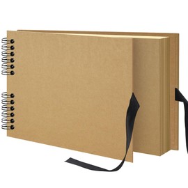 Remowith 29 x 21.5 cm 40 Pages DIY Scrapbook Photo Album Hardcover Kraft Blank Memory Book for Wedding Anniversary Family Baby Khaki