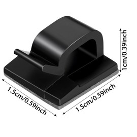 Maitys 60 Pieces Outdoor Cable Clips Christmas Adhesive Hooks Cable Management Wire Light Clips Cord Hider Organizer for Fairy Light Under Desk, Wall, Car and Electric Wires(Small,Black)