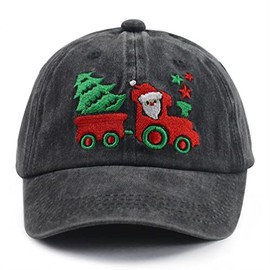 GzacDeope Christmas Decorations Toddler Hat for Boys Girls 2-8, Funny Christmas Tree Santa Claus Train Baseball Cap, Adjustable Embroidery Xmas Holiday Hats, Christmas Ornaments Gifts for Son Daughter