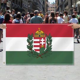 3×5 FT War Of Hungary(1939-1945) Flag,Large Hungarian Decor,Native Double Side Digital Printed 150D Polyester Banner With Canvas Header Brass Grommet For Outdoor Indoor Parade Car