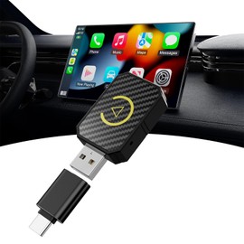 2-in-1 Wireless CarPlay & Android Auto Adapter, Convert Wired to Wireless 2025 Upgraded, Plug & Play, Fast & Stable Car Play Adapter with USB A/C, for iOS 10+ & Android 11+, Cars with Built-in CarPlay