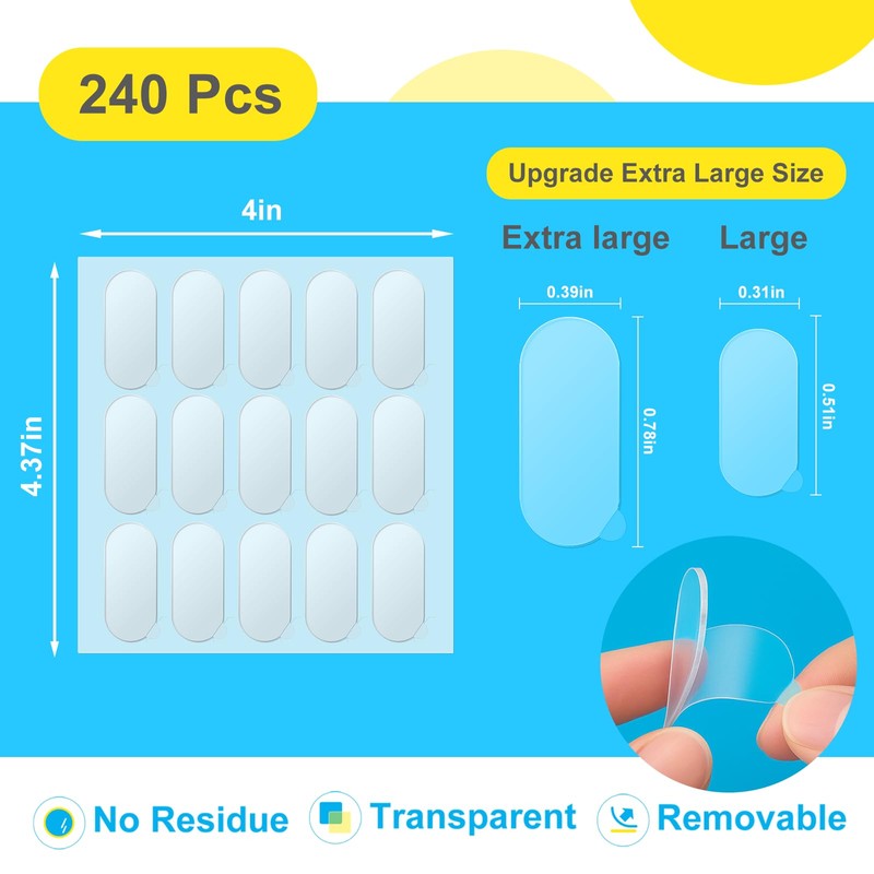 Aubeco 240pcs Adhesive Stick dots Double Sided Clear Museum Putty,