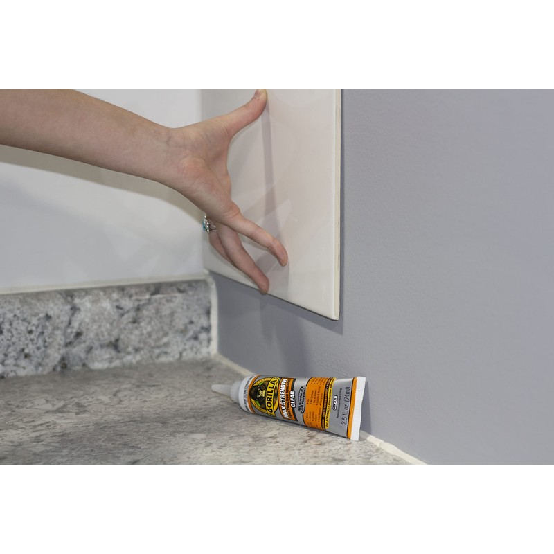 Gorilla Max Strength Construction Adhesive, Clear Glue, 2.5 Ounce Squeeze