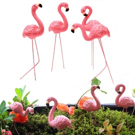 XUTONG 4 Pcs Bright Pink Flamingo Garden Ornament Statue,Pink Flamingo Garden Yard Decor for Vivid Patio Lawn Pond Standing Bird and Flamingo Party