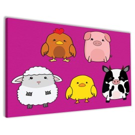 Hippowarehouse Baby farm animals - Chicken Pig Sheep Duck Cow Printed Canvas 41cmx61cm Wall Art Design Classroom Gym Room Home Office Décor