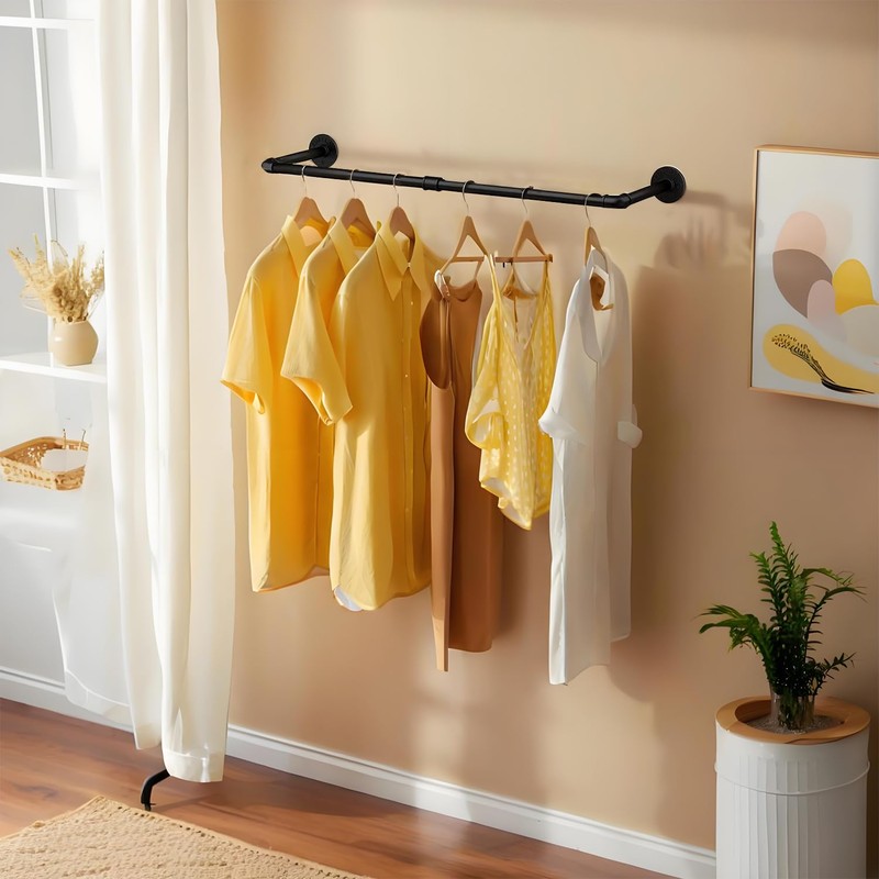 Wall Mounted Clothes Rack 36in, Industrial Pipe Wall Mount Clothing