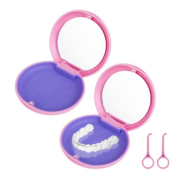 2pcs retainer case with magnetic closure,dento box rail box,portable orthodontic