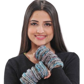 The Collection Royal Multi-color Yarn Knit Arm Warmers - Color: Black