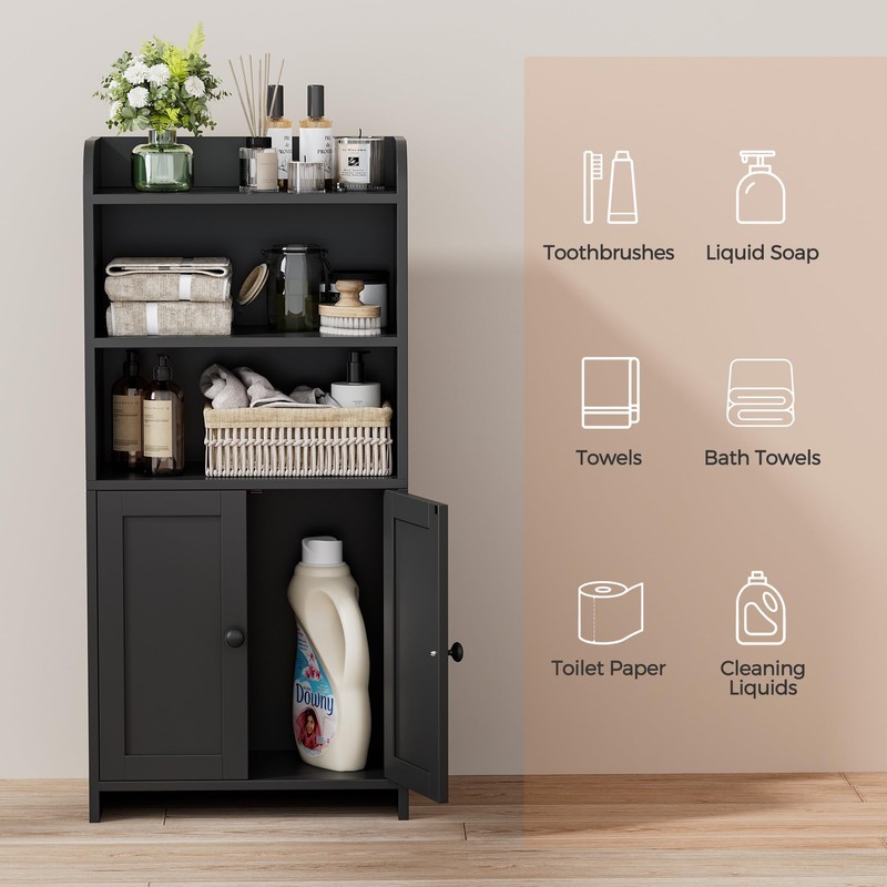 Homhedy Small Bathroom Storage Cabinet, Freestanding Toilet Paper Storage with
