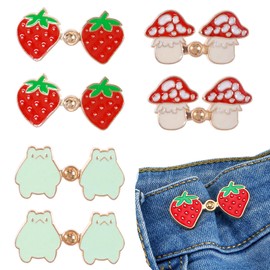 6 Sets Frog Strawberry Waist Knots, Toadstool Pant Waist Tightener, Adjustable Waist Tightener Button for Clothing Dresses Skirts No Sewing Decoration Accessories