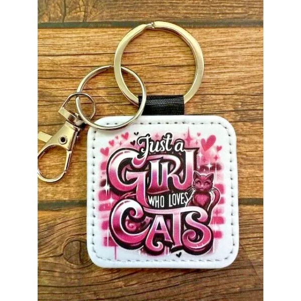 Square Key Chain Backpack Tag PU Leather Just a Girl