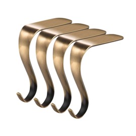 MagiDeal 4 Pieces Christmas Stocking Holders Stocking Hangers Christmas Fireplace Hooks Metal Hanging Hooks for Christmas Ornaments, Bronze