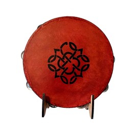Celtic Knot Tambourine with optional illuminated display stand - Accessory: Tambourine + Stand