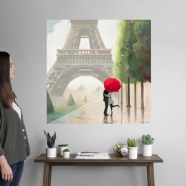 CANVAS ON DEMAND Paris Romance II Wall Decal, Eiffel Tower Artwork