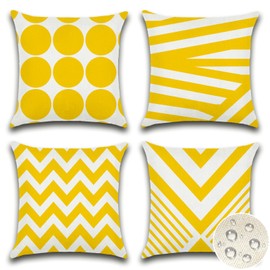JOTOM Set of 4 Outdoor Cushion Covers, Decorative Waterproof Cushion Cover, Geometric Cushion Covers, Sofa Cushion, Decorative Cushion Cover for Living Room, Bedroom, Garden Decoration (45 x 45 cm