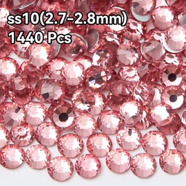 Pack of 1440 Glitter Stones Pink, 2.7-2.8 mm Sparkling High-Quality Glitter Stones Pink, Glittering Lt. Rose Rhinestones Decoration, Glamour Pink Rhinestones for Bedazzling, for Nail Art, Clothing