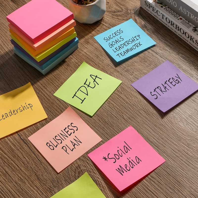 Sticky Notes 3x3, 8 Pack, Colorful Sticky Notes, 800 Sheets,