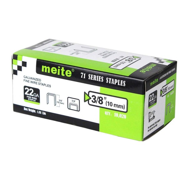 meite 22GA 71 Series or C Crown 3/8-Inch Crown by Leg Length 3/8-Inch Galvanized Fine Wire Staples Upholstery Staples (10000pcs/Box)