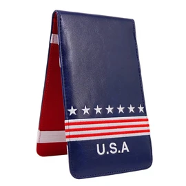 Golf Scorecard Holder – USA Yardage Book Cover – High-End Leather Golf Scorecard Book – Pocket-Size Golf Score Book Cover – Golf Notebook Holder – Universal Pocket Fit for Scorecards