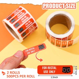 Affrolling 1000 Pcs for Rectal Use Only Stickers 1.5" x 0.37" Prank Stickers Funny Label with Permanent Adhesive Gag Gifts Stupid Prank Stuff for Adults Friends Practical Jokes, 500 Labels Per Roll