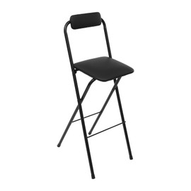 BIXIBIN Portable Folding Bar Stool Dinng Chair, Heavy Duty 275 lbs Capacity, W/Padded Seat Backrest, Space-Saving, PU Cushioned Tall Foldable Seat, Adjustable Height for Kitchen, Bar, Cafe, Black