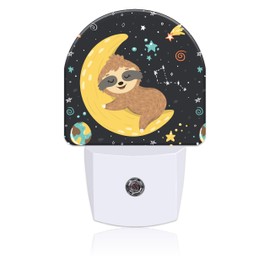 Uiaoiais Cute Baby Sloth Sleeping on Moon Night Light for Kids, LED Night Light Plug into Wall with Dusk to Dawn Sensor for Girls Boys Women Room Decor, Hallway, Kitchen, Bathroom, Nursery, Stairs