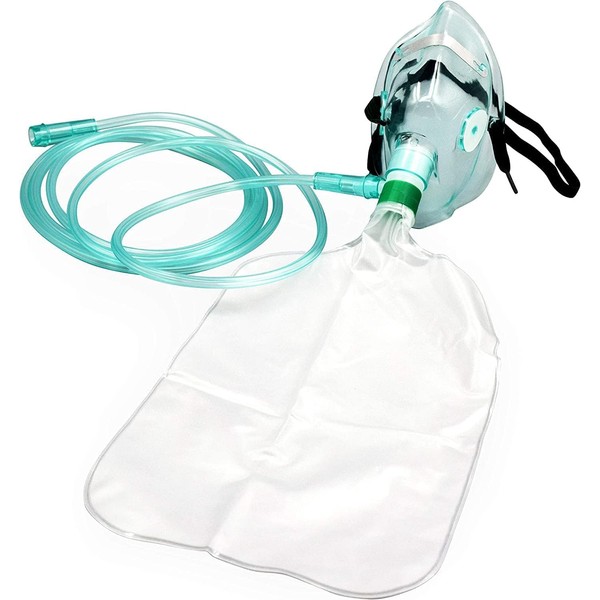 2PCS Adult Non-Rebreather Oxygen Mask with Reservoir Bag - Size