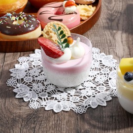 oruola Pack of 8 Lace Doilies, Round Crochet Doilies, Handmade White Decorative Doilies for Dresser, Vintage Tablecloths for Kitchen, Dining Room, Party, Dresser Decoration, 16.5 cm