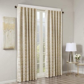 Oakestry Marble Textured Sheen Blackout Curtain Window Drape Grommet Thermal Insulated Modern Abstract Art Texture Decor for Living Room 84"x50", Gold