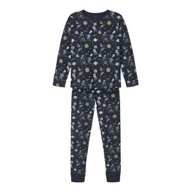 NAME IT Boy Organic Cotton Space Print Sleepwear Set, Dark Sapphire