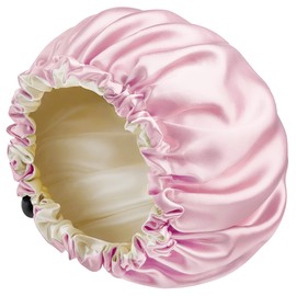 Satin Bonnet Silk Bonnet for Curly Hair Bonnet Braid Bonnet for Sleeping Bonnets for Women Large Double-Layer Adjustable Pink