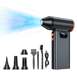 TILLMANER BC02 Cordless Air Duster, 130K RPM, 180W, 3-Speed + Turbo, 6000mAh Fast Charge, Aluminum, for PC/Keyboard/Car, Cosmic Gray