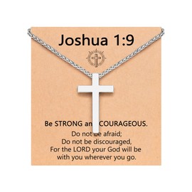 D Dongjiangjin Gift Cross Necklace Men Christening Easter Baptism Christian Confirmation Birthday Gifts For Boys Teenage Adults