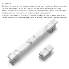 9BUILD 10 Pack 5 inch Cabinet Handles White Marble Cabinet Pulls Kitchen Handles for Cabinets Dresser Pulls Zinc Alloy Cabinet Handle Cabinet Hardware