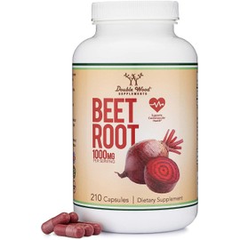 Beet Root Powder Capsules (Organic and Vegan) (210 Count, 1,000mg Per Serving) - Super Food from Beets with High Nitrate for Overall Health Support by Double Wood