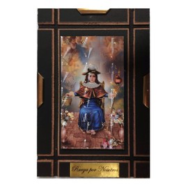 Cuadros Religiosos del Santo Niño de Atocha, 15 x 10 cm, Marco de Madera, Set de 2, con Placa 'Ruega por Nosotros'
