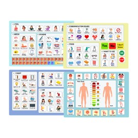 Communication Boards Set for Non Verbal Adults Aphasia Stroke Patients, Hospital and Care Home use, Picture Symbol Communication Cards
