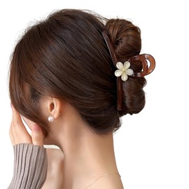 URTERYSER Simple Floral Hair Claw Clips Sweet Hair Jaw Clip Ponytail Holder Cute Strong Hold Hair Jaw Clip Hair Supplies Decorative Pon, Dark Coffee