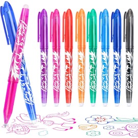 KERIFI Erasable Pens Rub Out Pen, 0.5mm Erasable Gel Pen with Rubbers on the End, Heat Friction Markers with Eraser, Handwriting Writing for School Office Supplies (8 Assorted Colors)