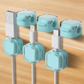 6 stück Magnetische Kabel Clips, Neue Ladekabel Magnetische Kabel Organizer Lagerung Halter, Kabel Organizer Selbstklebend für Schreibtisch, für Schreibtisch, Zuhause, Büro, Auto (Himmelblau)