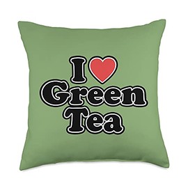 I Love Green Tea Designs By JAC I Love Green Tea Throw Pillow, 18x18, Multicolor