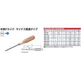 KTC (ke-te-si-) Tree Pattern Screwdriver Slotted Through Type MD – 100 